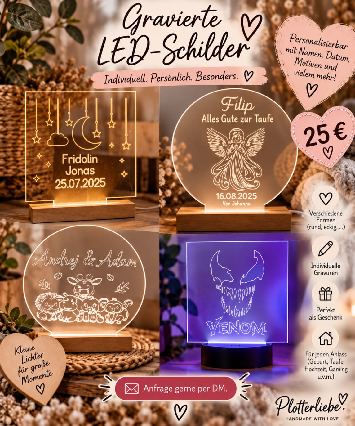 Gravierte LED-Schilder