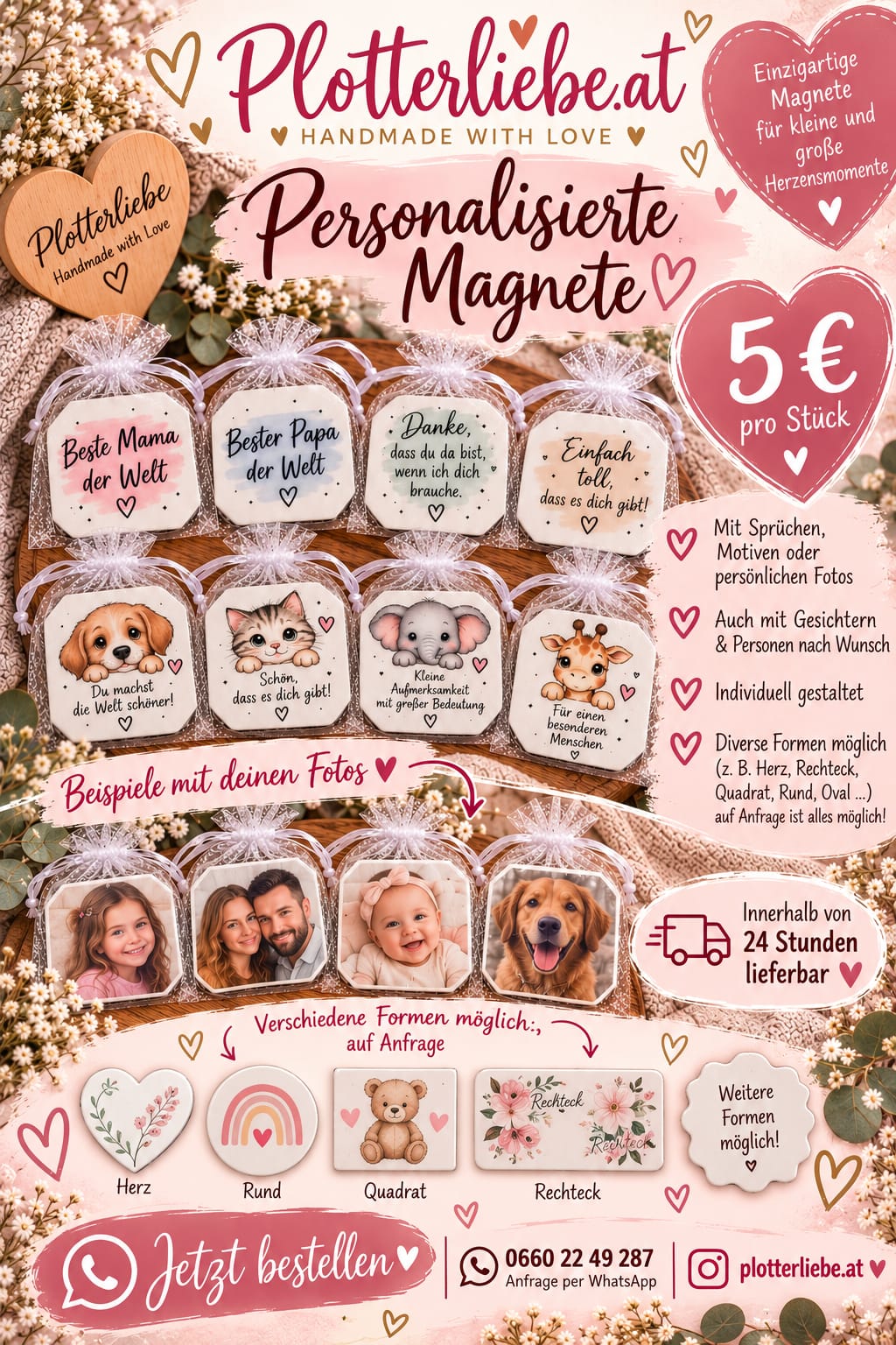 Magnete mit Foto oder Spruch